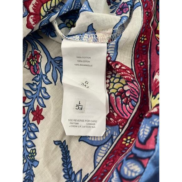 Point Sur Women's Red Blue Floral Print Ruffle Block Print Blouse Top Size 12 - Picture 7 of 15